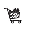 Linear supermarket cart icon from Commerce outline collection. Thin line supermarket cart icon isolated on white background.