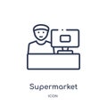 Linear supermarket cashier icon from Business outline collection. Thin line supermarket cashier icon isolated on white background