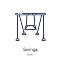 Linear swings icon from Kid and baby outline collection. Thin line swings icon isolated on white background. swings trendy