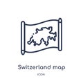 Linear switzerland map icon from Countrymaps outline collection. Thin line switzerland map vector isolated on white background. Royalty Free Stock Photo