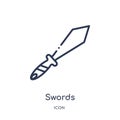 Linear swords icon from History outline collection. Thin line swords icon isolated on white background. swords trendy illustration Royalty Free Stock Photo