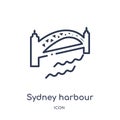 Linear sydney harbour bridge icon from Culture outline collection. Thin line sydney harbour bridge vector isolated on white