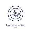 Linear tanzanian shilling icon from Africa outline collection. Thin line tanzanian shilling vector isolated on white background.