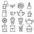 Linear tea icons set