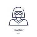 Linear teacher icon from Education outline collection. Thin line teacher vector isolated on white background. teacher trendy