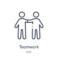 Linear teamwork icon from Human resources outline collection. Thin line teamwork icon isolated on white background. teamwork