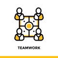 Linear teamwork icon for startup business. Pictogram in outline style. Vector flat line icon suitable for mobile apps, websites an