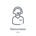 Linear telemarketer icon from Customer service outline collection. Thin line telemarketer vector isolated on white background.