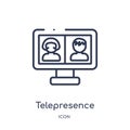 Linear telepresence icon from Artifical intelligence outline collection. Thin line telepresence vector isolated on white