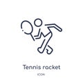 Linear tennis racket icon from Free time outline collection. Thin line tennis racket vector isolated on white background. tennis