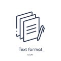 Linear text format icon from Content outline collection. Thin line text format vector isolated on white background. text format