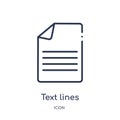 Linear text lines icon from Comunation outline collection. Thin line text lines vector isolated on white background. text lines