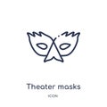 Linear theater masks icon from Brazilia outline collection. Thin line theater masks vector isolated on white background. theater Royalty Free Stock Photo