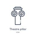 Linear theatre pillar icon from Cinema outline collection. Thin line theatre pillar vector isolated on white background. theatre