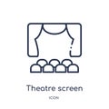 Linear theatre screen icon from Cinema outline collection. Thin line theatre screen vector isolated on white background. theatre