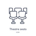 Linear theatre seats icon from Cinema outline collection. Thin line theatre seats vector isolated on white background. theatre
