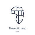 Linear thematic map icon from Maps and locations outline collection. Thin line thematic map icon isolated on white background.