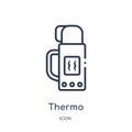 Linear thermo icon from Camping outline collection. Thin line thermo vector isolated on white background. thermo trendy