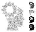 Linear Thinking Gear Icon Vector Collage Royalty Free Stock Photo