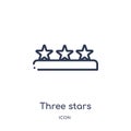 Linear three stars icon from Buildings outline collection. Thin line three stars icon isolated on white background. three stars