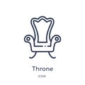 Linear throne icon from Luxury outline collection. Thin line throne icon isolated on white background. throne trendy illustration Royalty Free Stock Photo