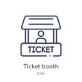 Linear ticket booth icon from Entertainment outline collection. Thin line ticket booth icon isolated on white background. ticket