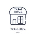 Linear ticket office icon from Cinema outline collection. Thin line ticket office vector isolated on white background. ticket