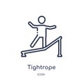 Linear tightrope walker man icon from Circus outline collection. Thin line tightrope walker man vector isolated on white