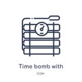 Linear time bomb with clock icon from Army and war outline collection. Thin line time bomb with clock vector isolated on white