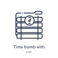 Linear time bomb with clock icon from Army and war outline collection. Thin line time bomb with clock vector isolated on white