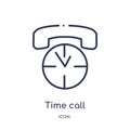 Linear time call icon from Comunation outline collection. Thin line time call vector isolated on white background. time call