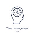Linear time management icon from Brain process outline collection. Thin line time management vector isolated on white background.