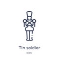 Linear tin soldier icon from Christmas outline collection. Thin line tin soldier vector isolated on white background. tin soldier