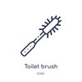 Linear toilet brush cleanin icon from Cleaning outline collection. Thin line toilet brush cleanin vector isolated on white