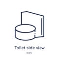 Linear toilet side view icon from Buildings outline collection. Thin line toilet side view icon isolated on white background.
