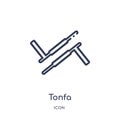 Linear tonfa icon from Asian outline collection. Thin line tonfa vector isolated on white background. tonfa trendy illustration