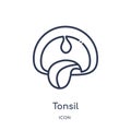 Linear tonsil icon from Human body parts outline collection. Thin line tonsil icon isolated on white background. tonsil trendy