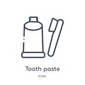 Linear tooth paste icon from Hygiene outline collection. Thin line tooth paste icon isolated on white background. tooth paste Royalty Free Stock Photo