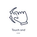 Linear touch and downward sliding gesture icon from Hands and guestures outline collection. Thin line touch and downward sliding