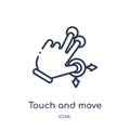 Linear touch and move gesture icon from Hands and guestures outline collection. Thin line touch and move gesture icon isolated on