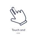 Linear touch and scroll gesture icon from Hands and guestures outline collection. Thin line touch and scroll gesture icon isolated