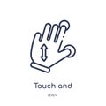 Linear touch and vertical sliding gesture icon from Hands and guestures outline collection. Thin line touch and vertical sliding