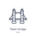 Linear tower bridge icon from Architecture and travel outline collection. Thin line tower bridge vector isolated on white