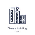 Linear towers building transmission icon from Buildings outline collection. Thin line towers building transmission icon isolated