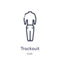 Linear tracksuit icon from Clothes outline collection. Thin line tracksuit vector isolated on white background. tracksuit trendy