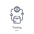 Linear trading icon from Commerce and shopping outline collection. Thin line trading icon isolated on white background. trading