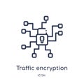 Linear traffic encryption icon from Internet security and networking outline collection. Thin line traffic encryption icon