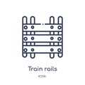 Linear train rails icon from Desert outline collection. Thin line train rails vector isolated on white background. train rails