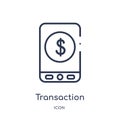 Linear transaction icon from Artifical intelligence outline collection. Thin line transaction vector isolated on white background Royalty Free Stock Photo