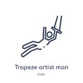 Linear trapeze artist man icon from Circus outline collection. Thin line trapeze artist man vector isolated on white background.